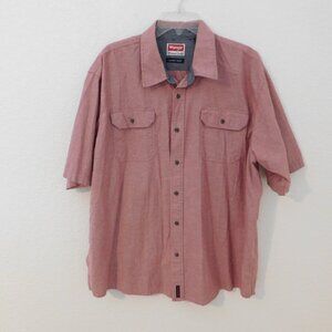 Wrangler Mens 2XL Short Sleeve Button Down Flex For Comfort Casual Shirt